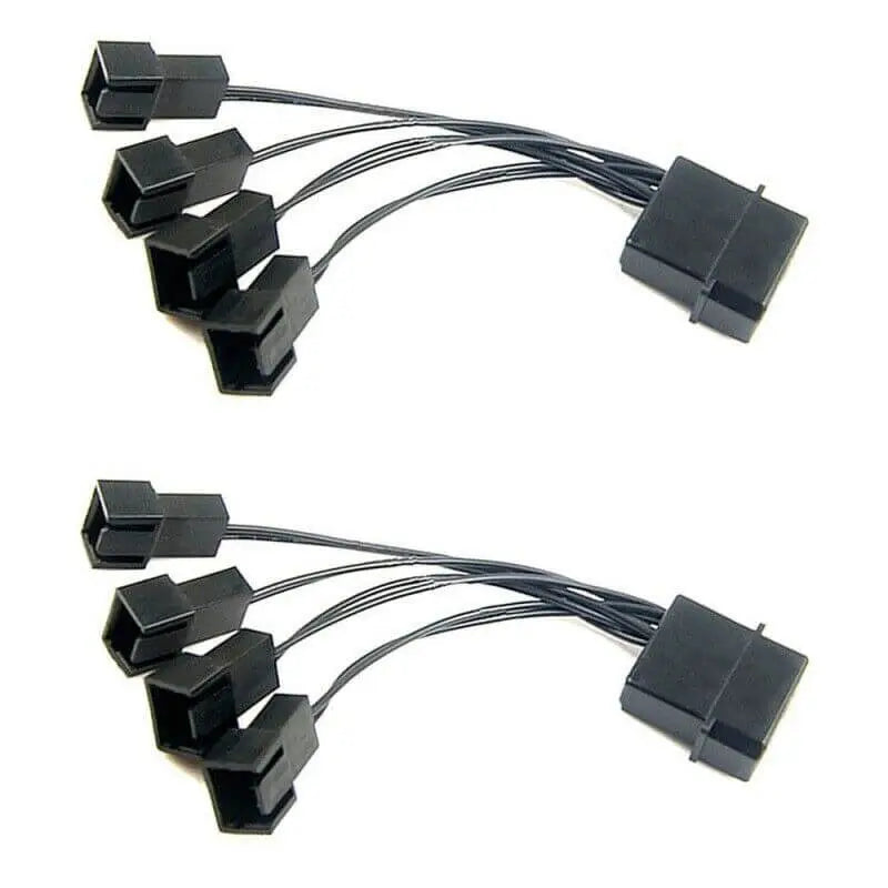 12v Molex Computer 1 to 4way 3 Pin CPUFan Multi Fan Splitter Cable