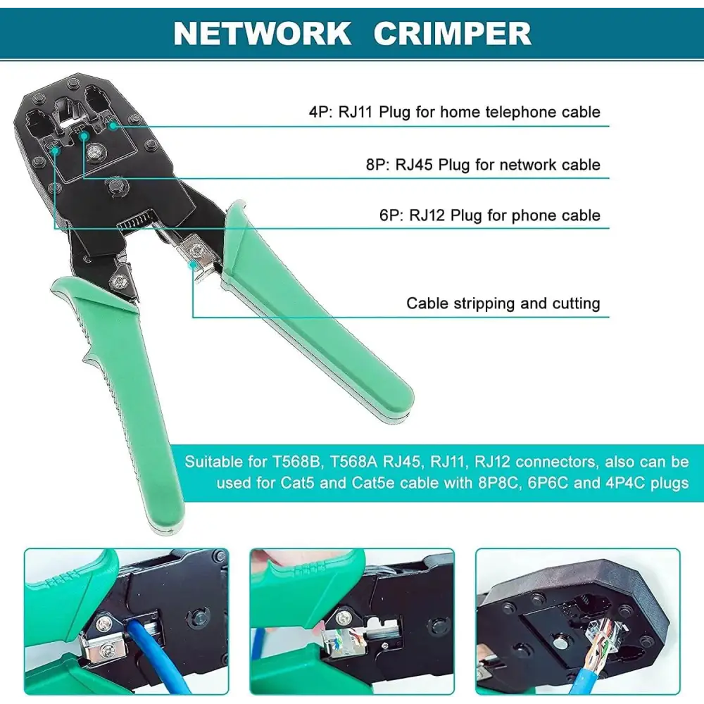 18 in 1 Network Repair Tools Professional Cable Tester Kit Maintenance for RJ11 / 12/45 Crimper Tool with 17 Connectors