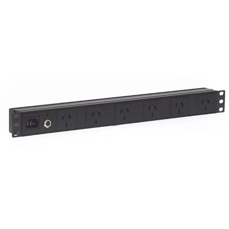 1RU 6 Way GPO Horizontal Rack Mount PDU Rail