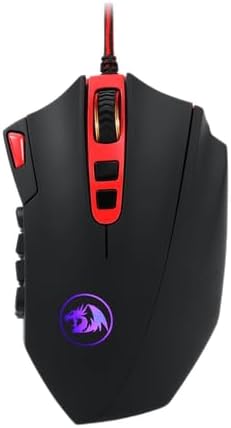 Redragon M901 Gaming Mouse RGB Backlit MMO 19 Macro Programmable Buttons with Weight Tuning Set, 12400 DPI for Windows PC Computer (Wired, Black)