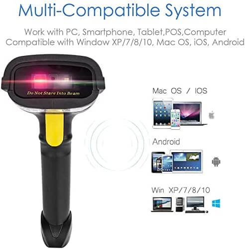 NETUM 2D Barcode Scanner, Compatible with 2.4G Wireless & Bluetooth & USB Wired Connection, Connect Smart Phone, Tablet, PC, 1D Bar Code Reader Work for QR PDF417 Data Matrix NT-1228BLconsumables
