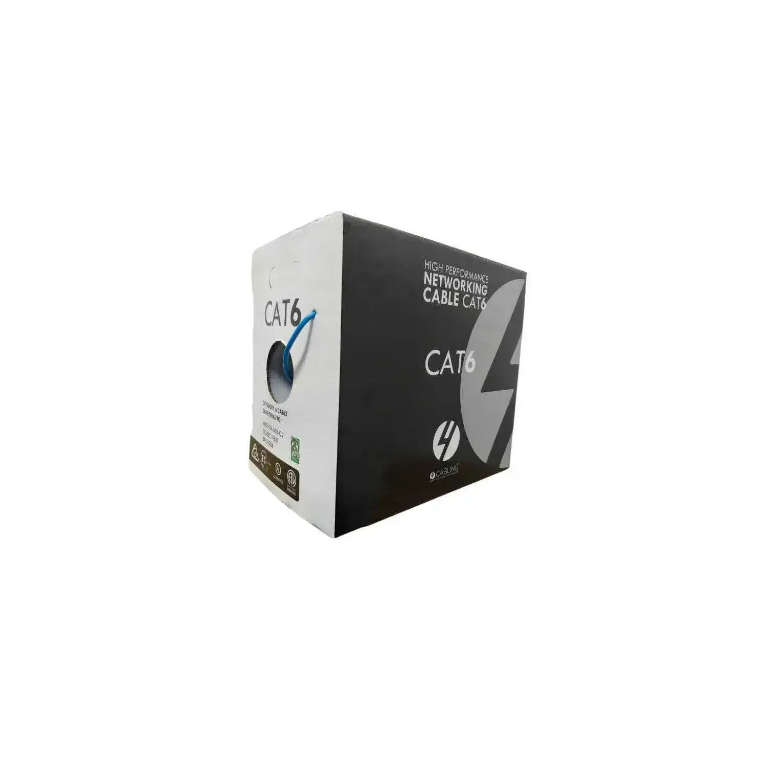 4C | 305m Cat6 Blue UTP SOLID Cable Roll 250MHz 24AWGx4P. External O.D. 4.9mm PVC in a REELEX II Pull Box