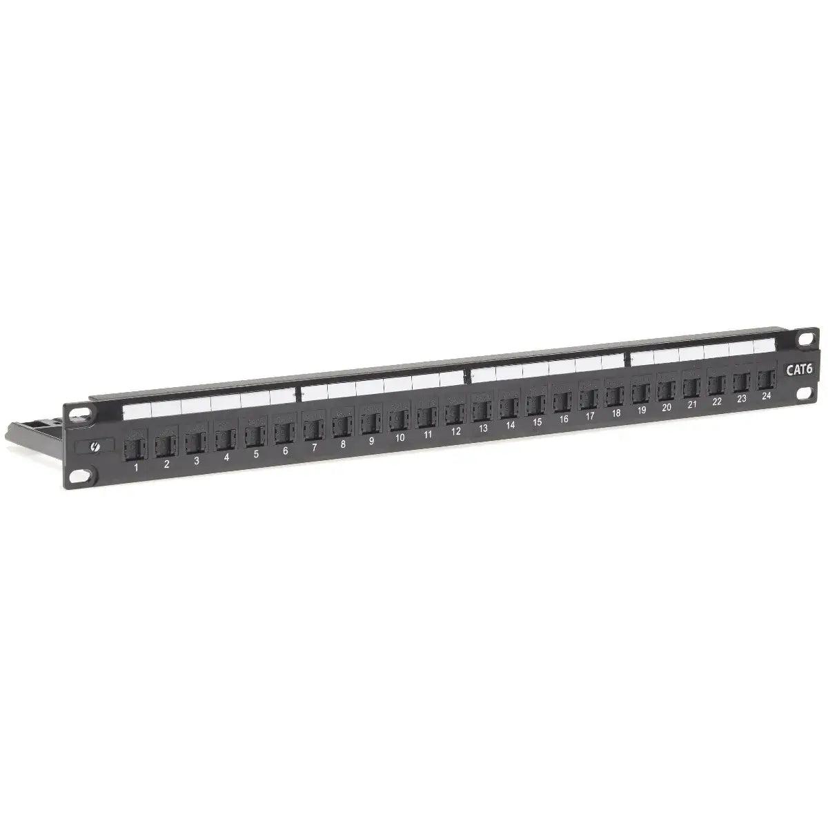 4Cabling 1RU 24 Port Shuttered CAT6 Universal Termination Rack Mount Patch Panel