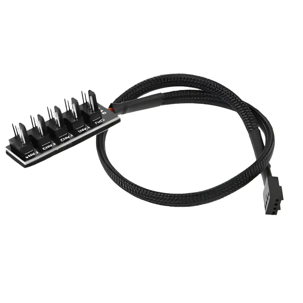 5 Way PWM Splitter Hub 4pin CPU Computer Fan Black Sleeved