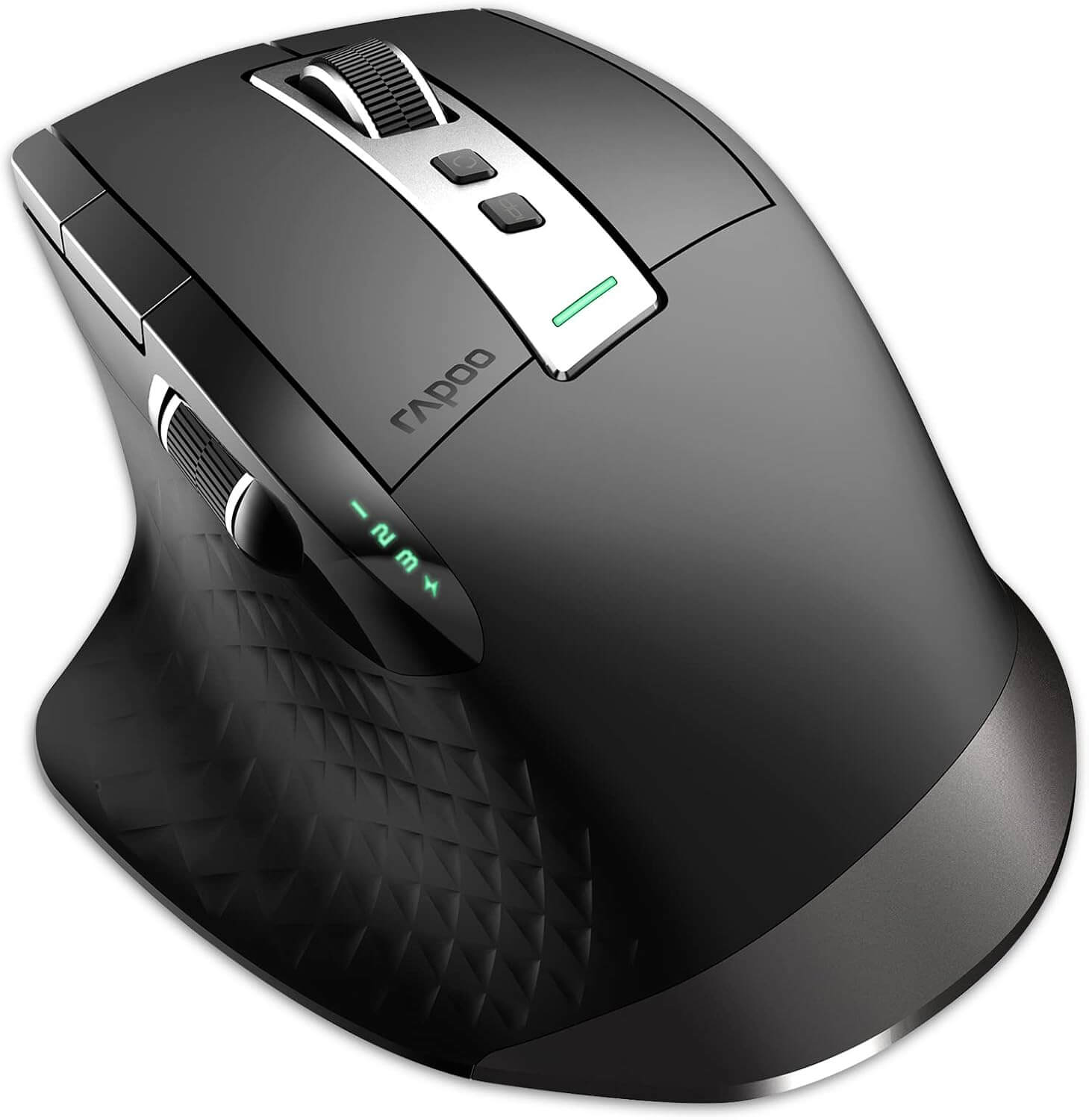 RAPOO MT750 Wireless Mouse Multi-Device (Multi-Mode:BT 5.0/4.0/3.0+2.4Ghz) Laser Mouse, 8 Programmable Buttons, Ergonomic Portable Mouse for Laptop Android Windows Mac OS, Black