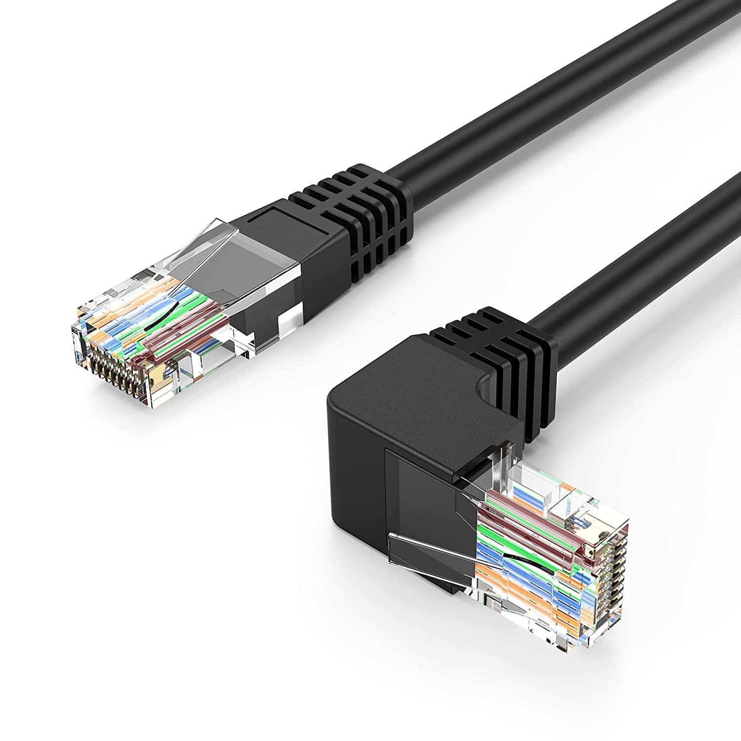 CableCreation CAT6 Ethernet Patch Cable RJ45 LAN Cable Gigabit Network Cord 90 Degree Downward Angled,Bandwidth up to 250MHz 1Gbps for PC, Router, Modem, Printer, Xbox, PS4, PS3-6 Feet,Black