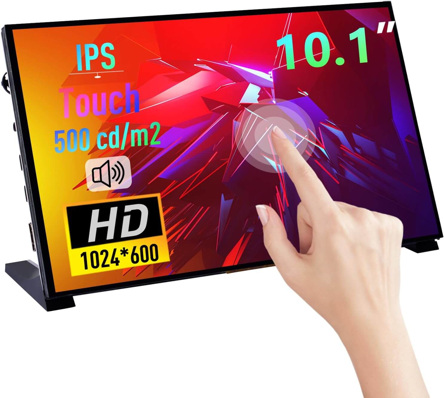 PC Mart 10.1 Inch LCD Screen for Raspberry Pi, 1024x600 IPS LCD Display, HDMI Portable Monitor for Raspberry Pi 5/Pi 4B/3B+/3B/B+/Zero/400, Win11/10/8/7 (Touch Screen)