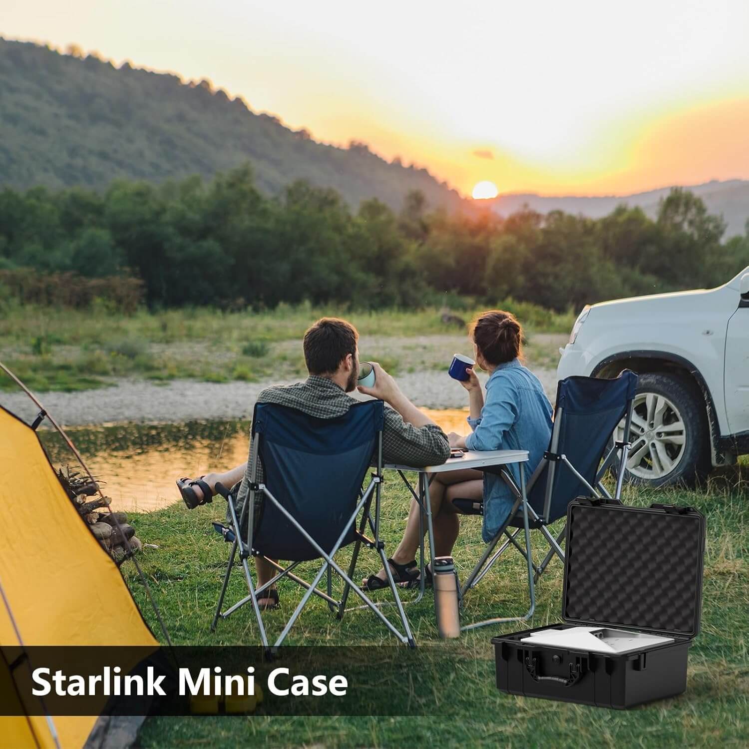 Starlink Mini Case, Waterproof Hard case Fits Starlink Mini Dish, Portable Travel Case with Precision Cut Foam for Starlink Mini Accessories, IP67 Waterproof, Ideal for Travel and Camping (Style B)