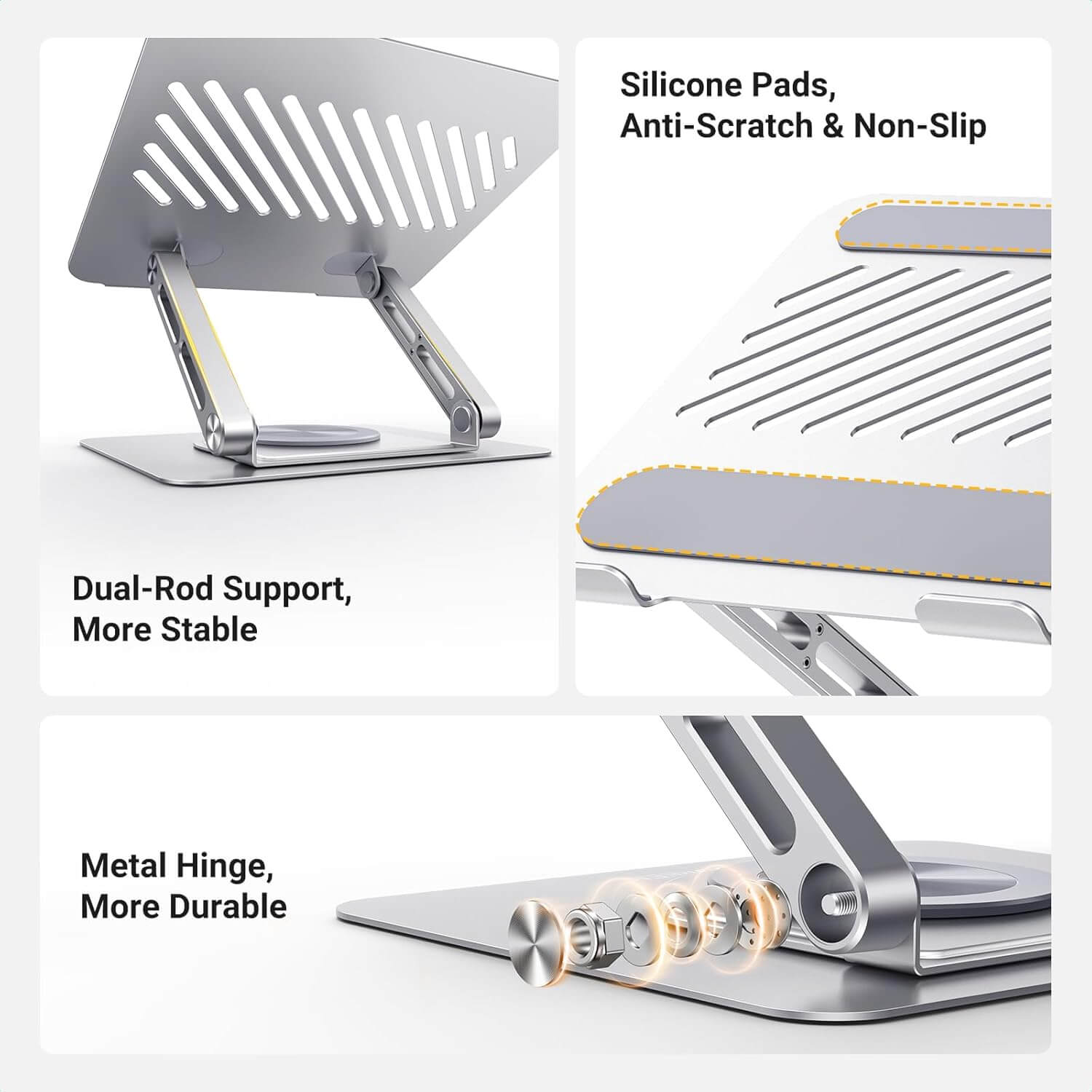 UGREEN Laptop Stand for Desk Holder with 360° Rotating Base, Adjustable Computer Riser Ergonomic, Compatible with MacBook, Notebook, up to 17.3 Inch