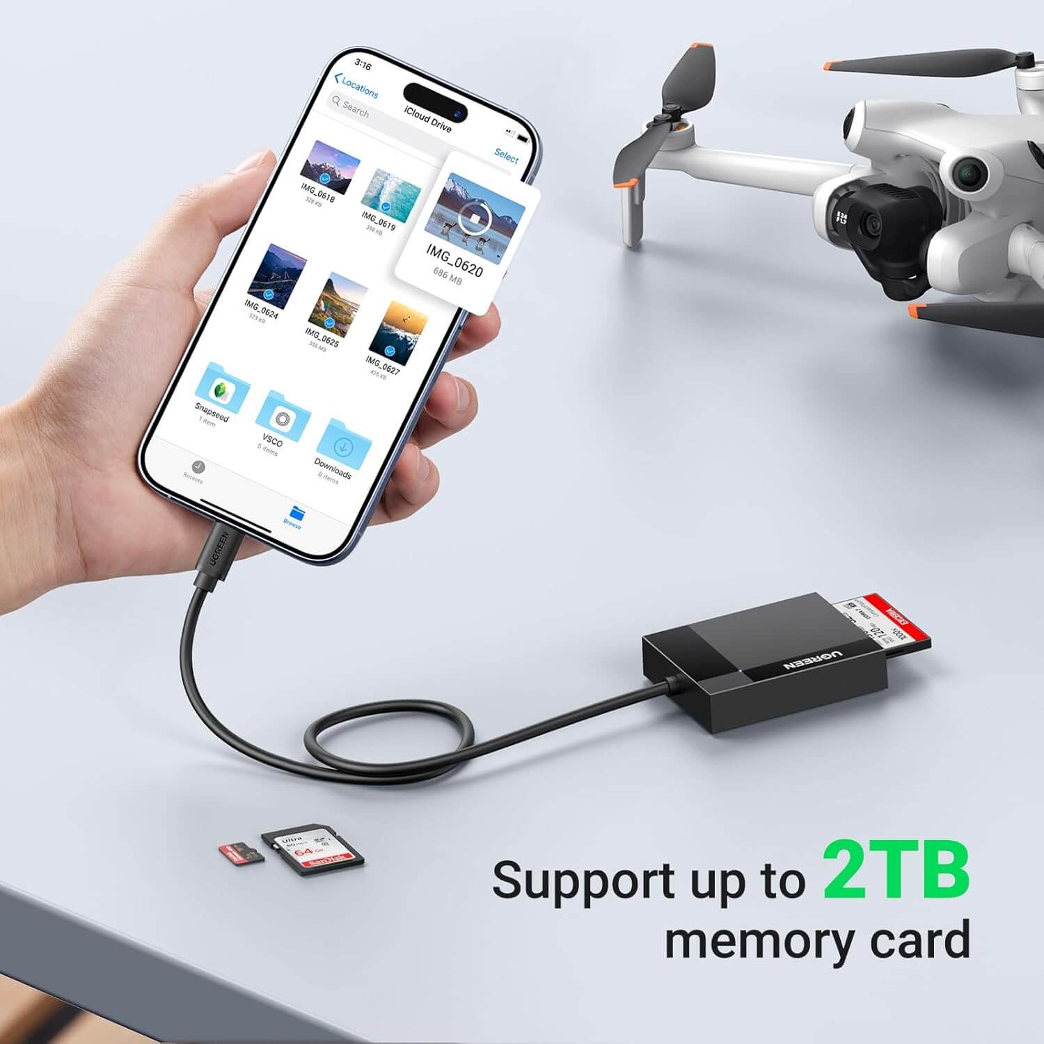 UGREEN USB C SD 4-in-1 External Memory Card Reader for SD Micro SD TF MS Memory Stick CF Compact Flash Camera Adaptor Compatible with iPhone 16/15 Pro Max, MacBook Air, iPad, Galaxy S24