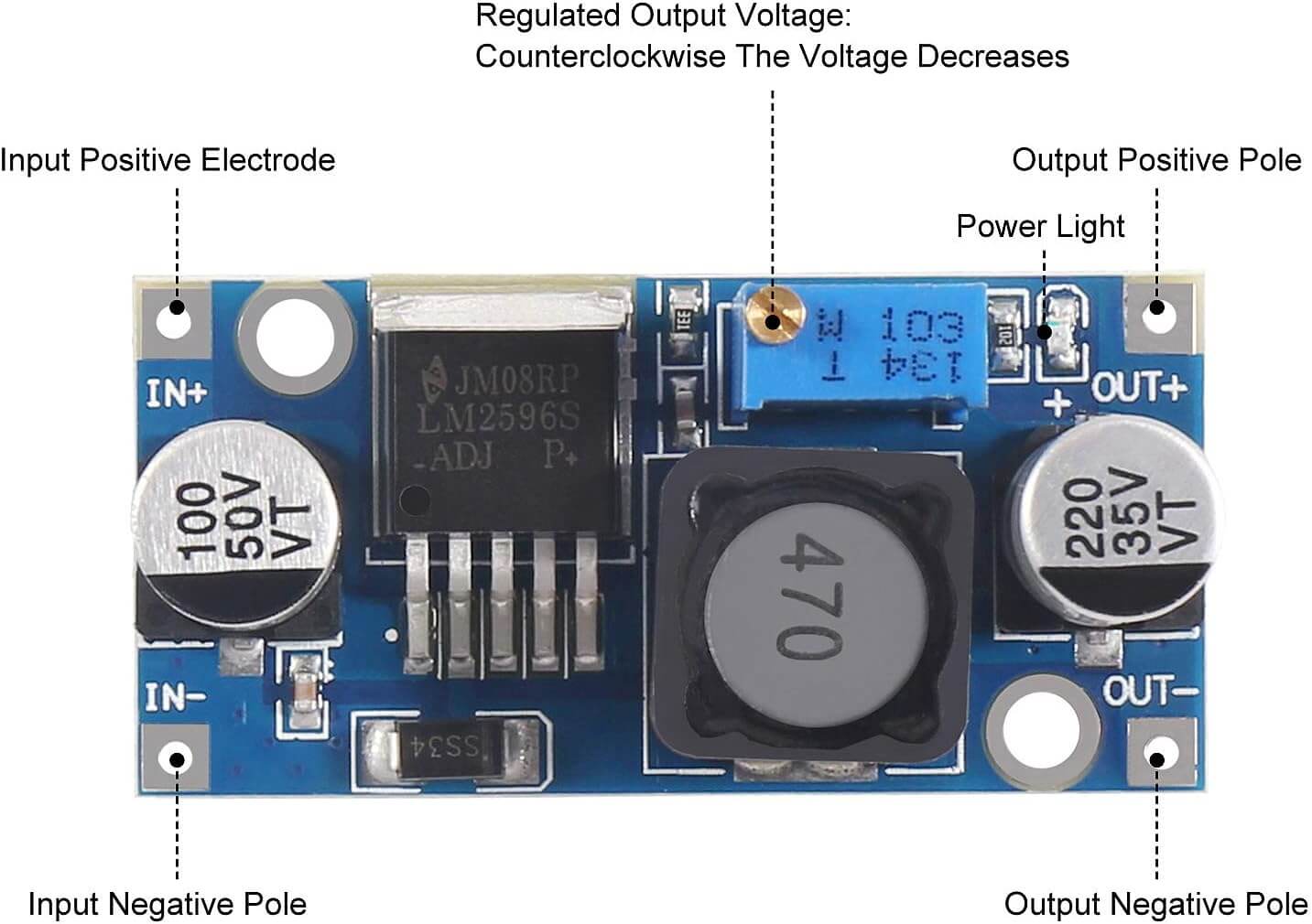 5Pack LM2596 DC-DC Buck Converter, Adjustable Step Down Voltage Regulator 3-40V to 1.5-35V High Efficiency Power Supply Volt Reducer Transformer Module