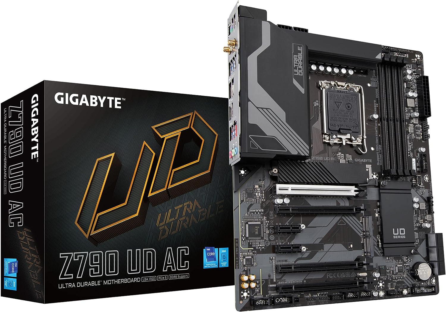 GIGABYTE Z790 UD AC (LGA 1700/ Intel Z790/ ATX/ DDR5/ Triple M.2/ PCIe 5.0/ USB 3.2 Gen2X2 Type-C/Intel Wi-Fi/ 2.5GbE LAN/PCIe EZ-Latch/Multi-Key/Motherboard)