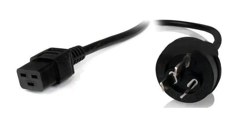 8Ware Power Cable 2m 3-Pin AU to IEC C19 Male Female 10A Electrical Safety Black