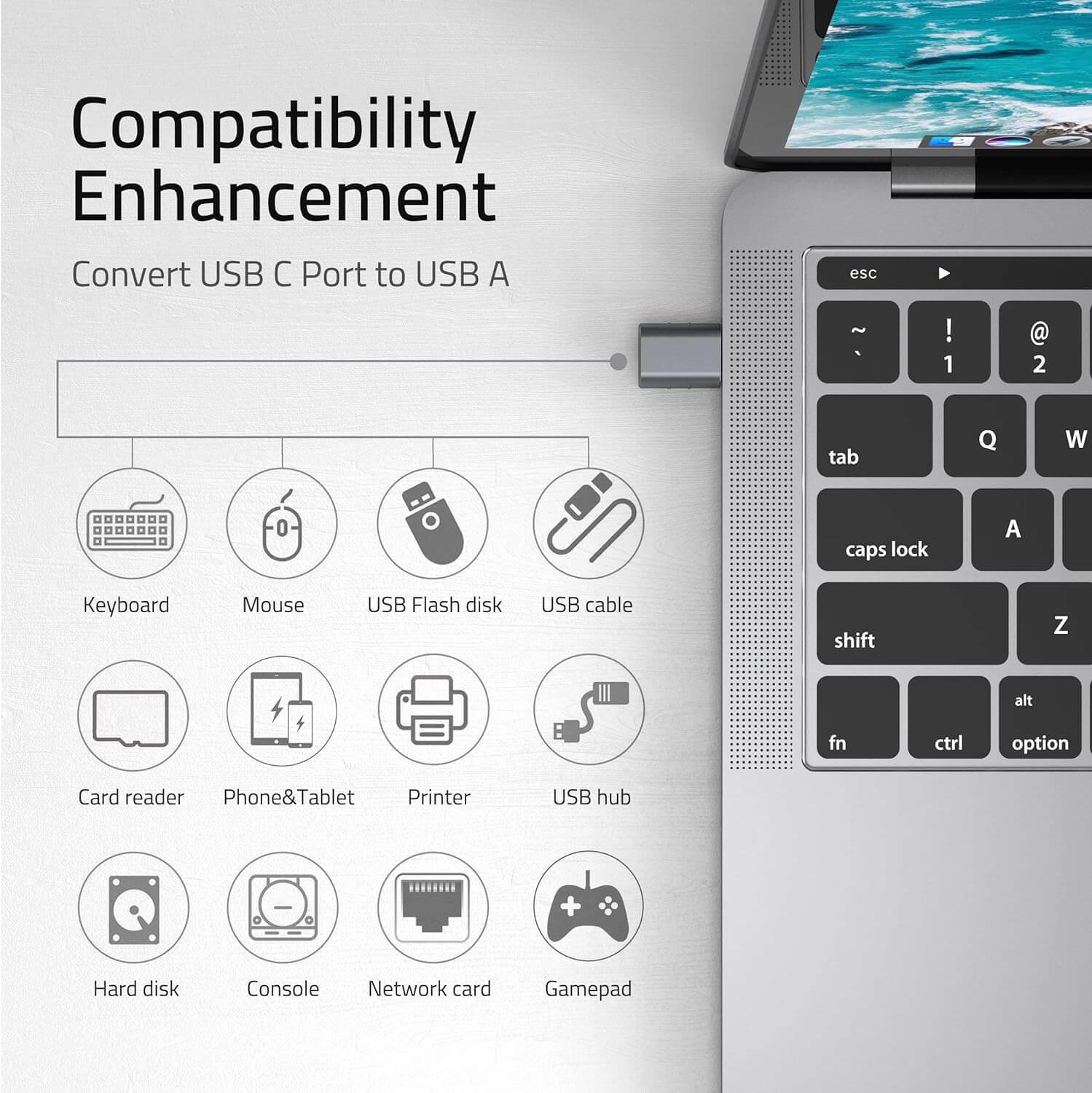 Syntech USB C to USB Adapter Pack of 2 USB C Male to USB3 Female Adapter Compatible with MacBook Pro 2023 iMac iPad Mini 6/Pro MacBook Air 2022 and Other Type C or Thunderbolt 4/3 Devices Space Grey