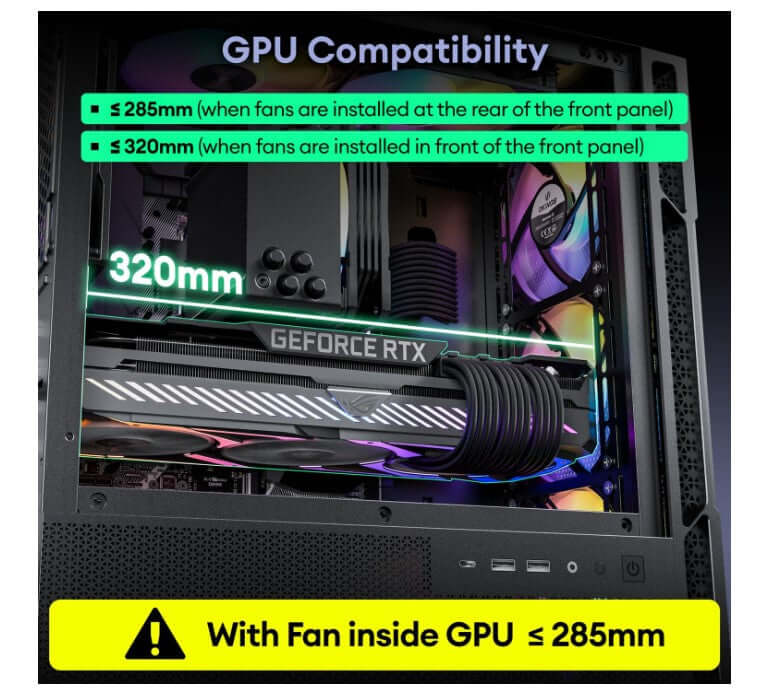 OKINOS Cypres 3 ARGB Micro ATX Case, 4 × 120mm ARGB Non-PWM Case Fans Pre-Installed, MATX PC Case, Temper Glass Side Panel, with Type-C, Black