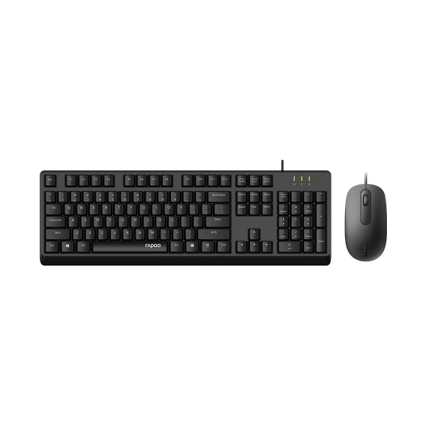 RAPOO X130pro - Wired Keyboard and Mice Combo Black with Spill Resistant / 1000dpi Optical Business and Office choice. Full Size with Numpad