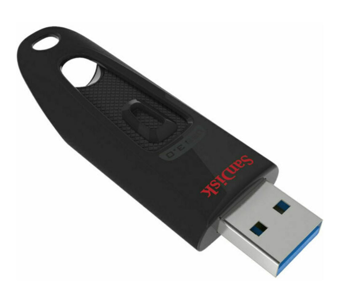 SanDisk Ultra 64GB USB3.0 Flash Drive ~130MB/s Memory Stick Thumb Key Lightweight Secure Access Password-Protected Retail 5yr Black