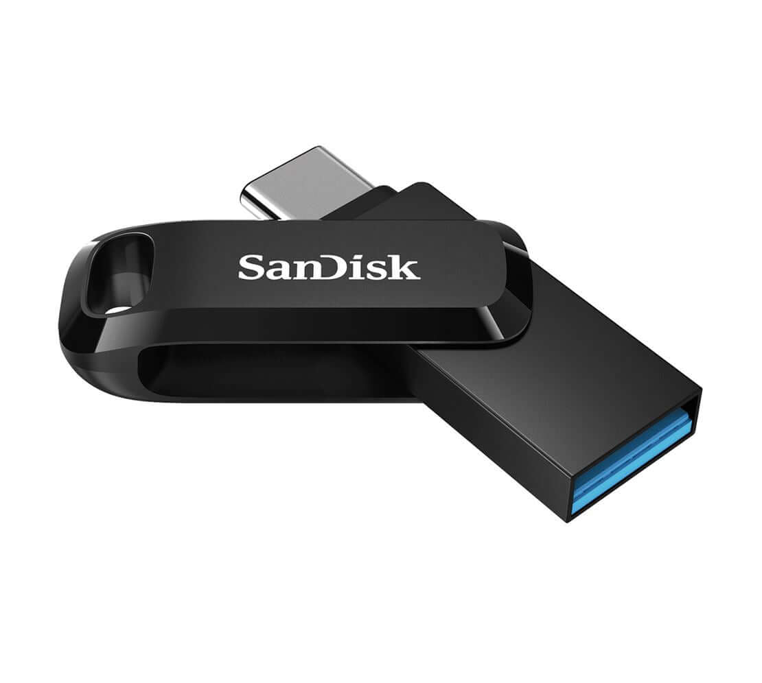 SanDisk 256GB Ultra Dual Flash Drive Go 2-in-1 USB-C & USB-A Flash Drive Memory Stick 150MB/s USB3.1 Type-C Swivel for Android Smartphones Tablets Macs PCs