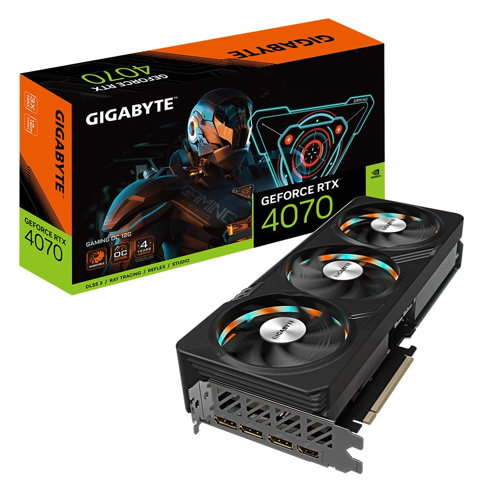 Gigabyte nVidia GeForce RTX 4070 GAMING OC 12GD 1.0 GDDR6X Video Card, PCI-E 4.0, 2565 MHz Core Clock, 3x DP 1.4a, 1x HDMI 2.1 VCG-N4070GAMINGOC12G