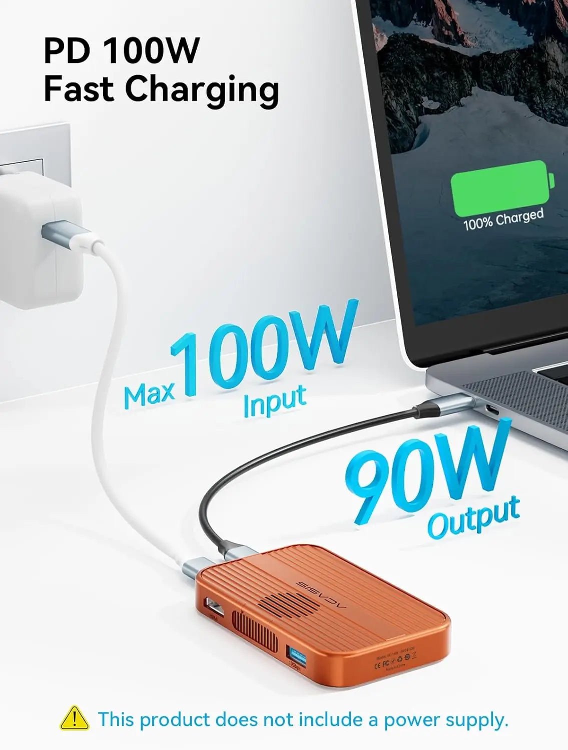 Acasis 10Gbps Magnetic M.2 NVMe SSD orange with bag Enclosure & USB-C Docking Station TF/SD 3.0 4K 60HZ for iPhone