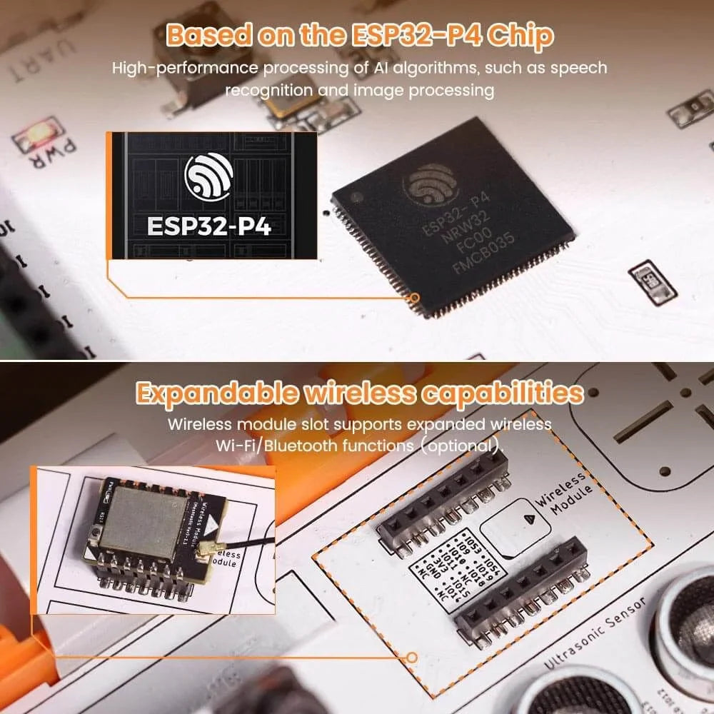 All-in-one Starter Kit for ESP32-P4 with Common Board design 16 Modules and AI Lessons