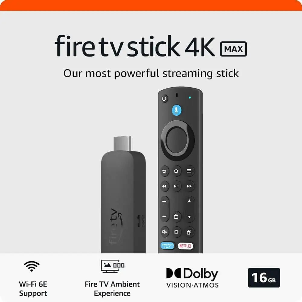 Amazon Fire TV Stick 4K Max | Our most powerful streaming stick with Wi-Fi 6E support | 16GB Storage | Dolby Vision