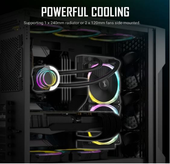 Antec AX90 ATX 2x 360mm Radiator Support 4x ARGB 12CM Fans 3x Front & 1x Rear included. RGB controller for six fans.