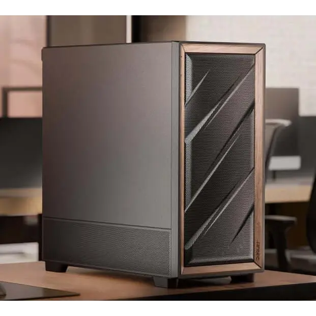 Antec Flux SE Walnut Wood Trim Solid Side Panel 5 x PWM Fans Multi-Direction Vent design Removable Top Cooling Bracket.