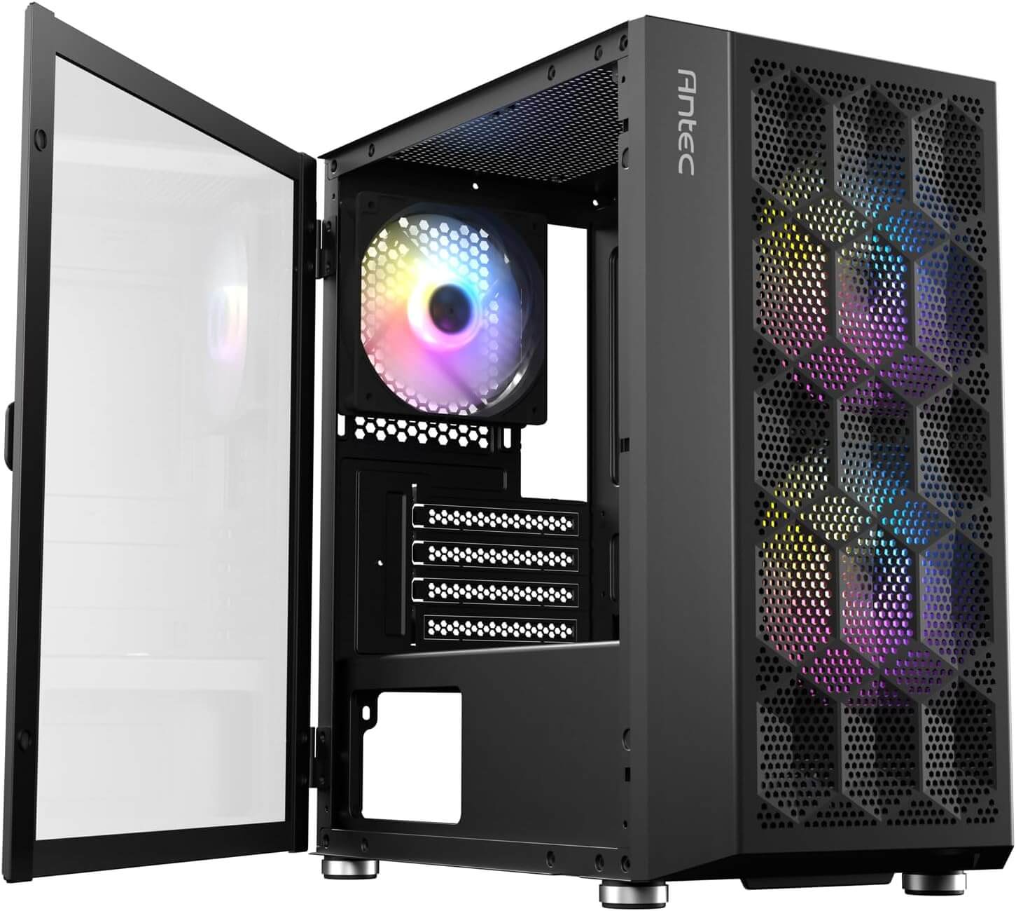 Antec NX200M RGB m-ATX, ITX Case, 3x RGB Fan. Large Mesh Front for excellent cooling, Side Window, Radiator 240mm. GPU 275mm
