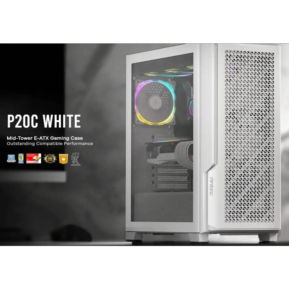 Antec P20C White E-ATX ATX USB-C Cable management 4x HDD or SSD 375mm GPU 170mm CPU 3x PWM white 12 CM Fan Tempered