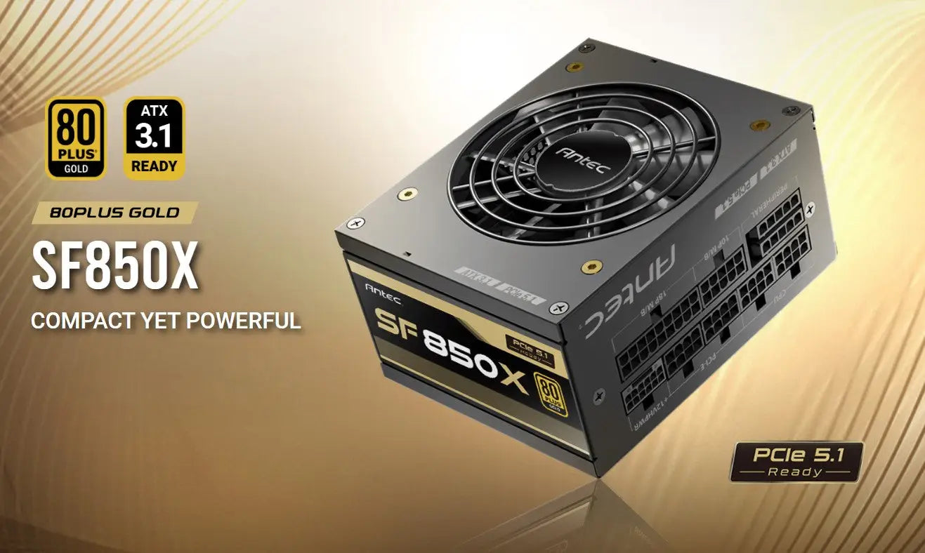 Antec SFX 850w 80+ Gold Fully-Modular ATX 3.1 PCI-E 5.1 92mm Silent Fan Japanese Caps Zero RPM Compact Power Supply