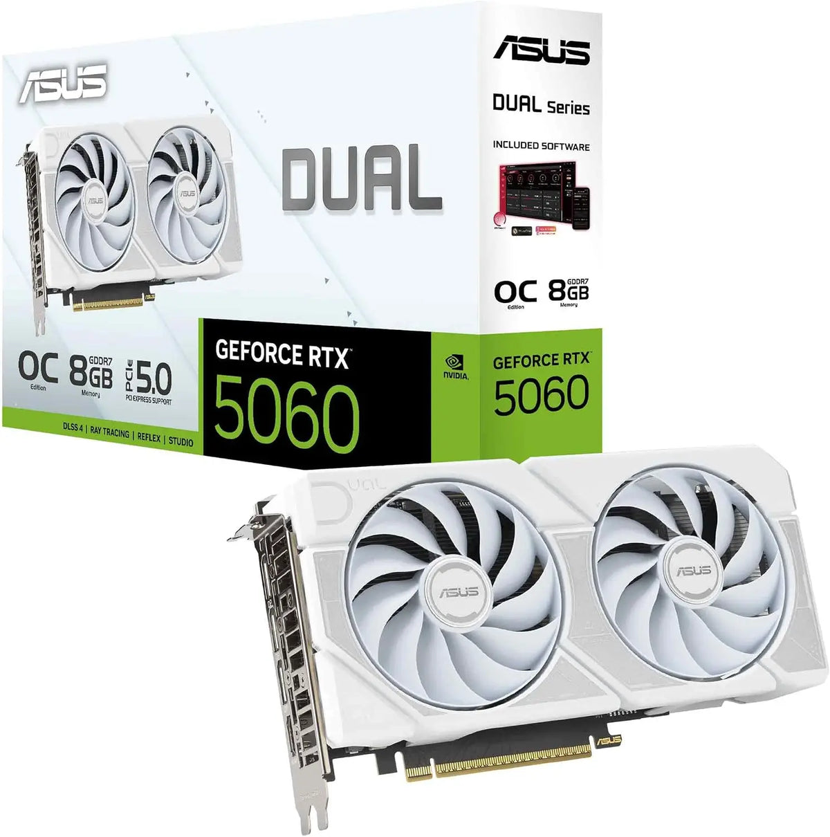 ASUS Dual GeForce RTX 5060 8GB GDDR7 White OC Edition Gaming Graphics Card