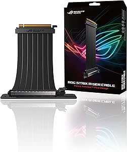 ASUS ROG Strix RS200 240 mm PCI-E x 16 Riser Cable with 90 degree adapter, patent SafeSlot design, EMI Shieldingconsumables