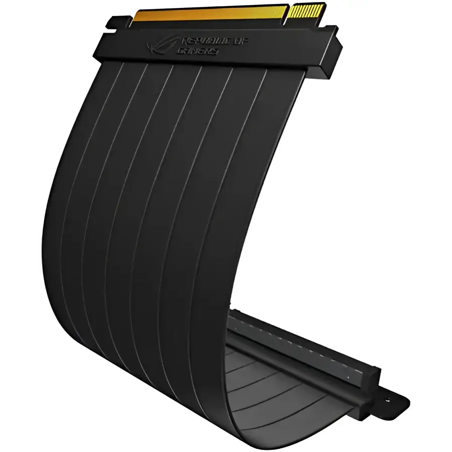 ASUS ROG Strix RS200 240 mm PCI-E x 16 Riser Cable with 90 degree adapter patent SafeSlot design EMI Shielding