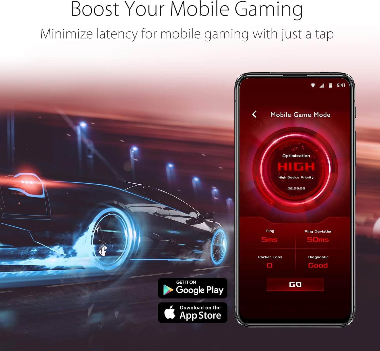 Mobile Game Mode interface on smartphone, showcasing low latency optimization for mobile gaming.