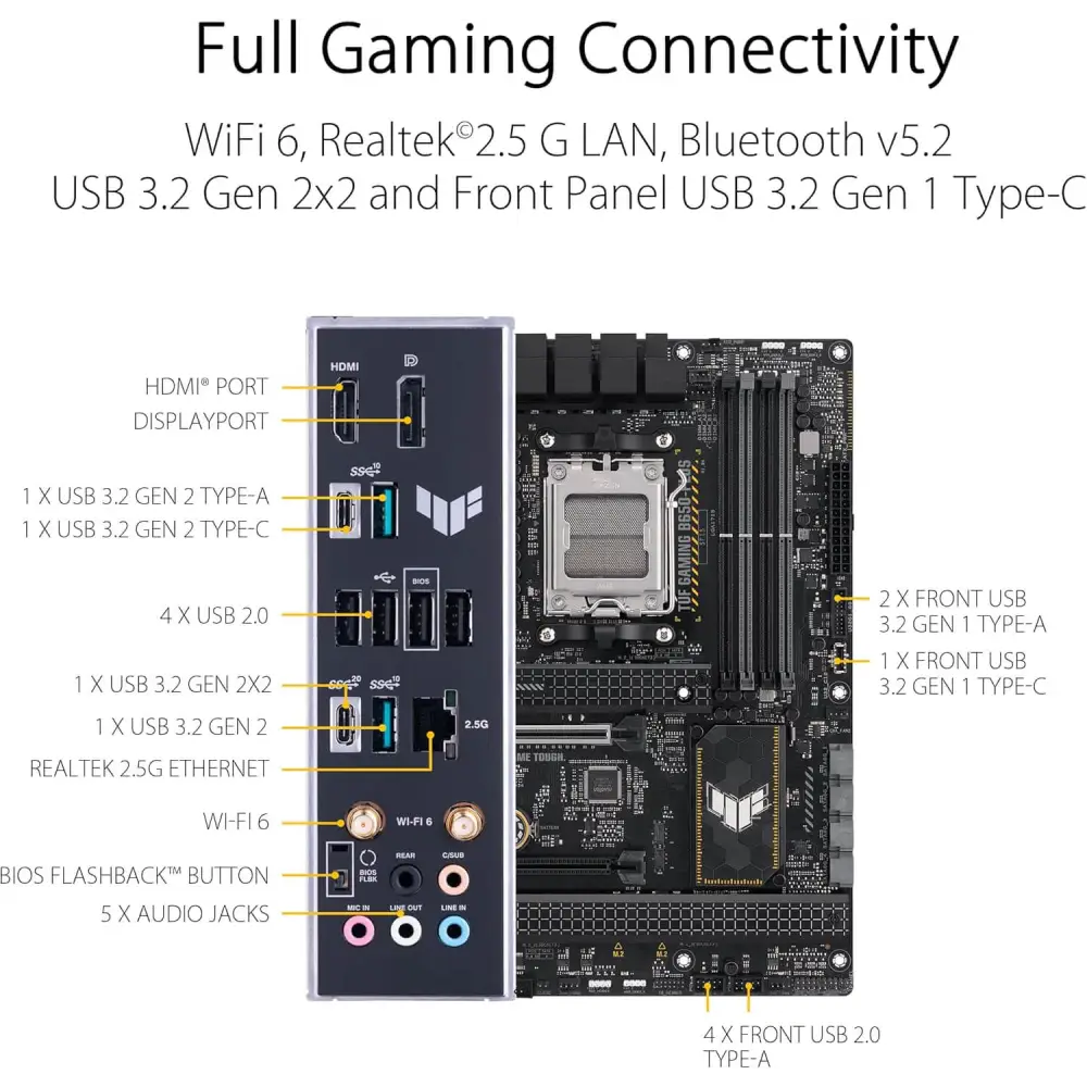 ASUS TUF Gaming B650-PLUS WiFi Motherboard Socket AMD AM5 (Ryzen 7000 ATX PCIe 5.0 DDR5 Memory 14 Stages USB 3.2 Gen