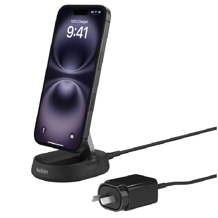 Belkin BoostCharge Pro Convertable Magnetic Qi2 Wireless Charging Stand + 20W Wall Charger + USB-C Cable (1.5M) - Black