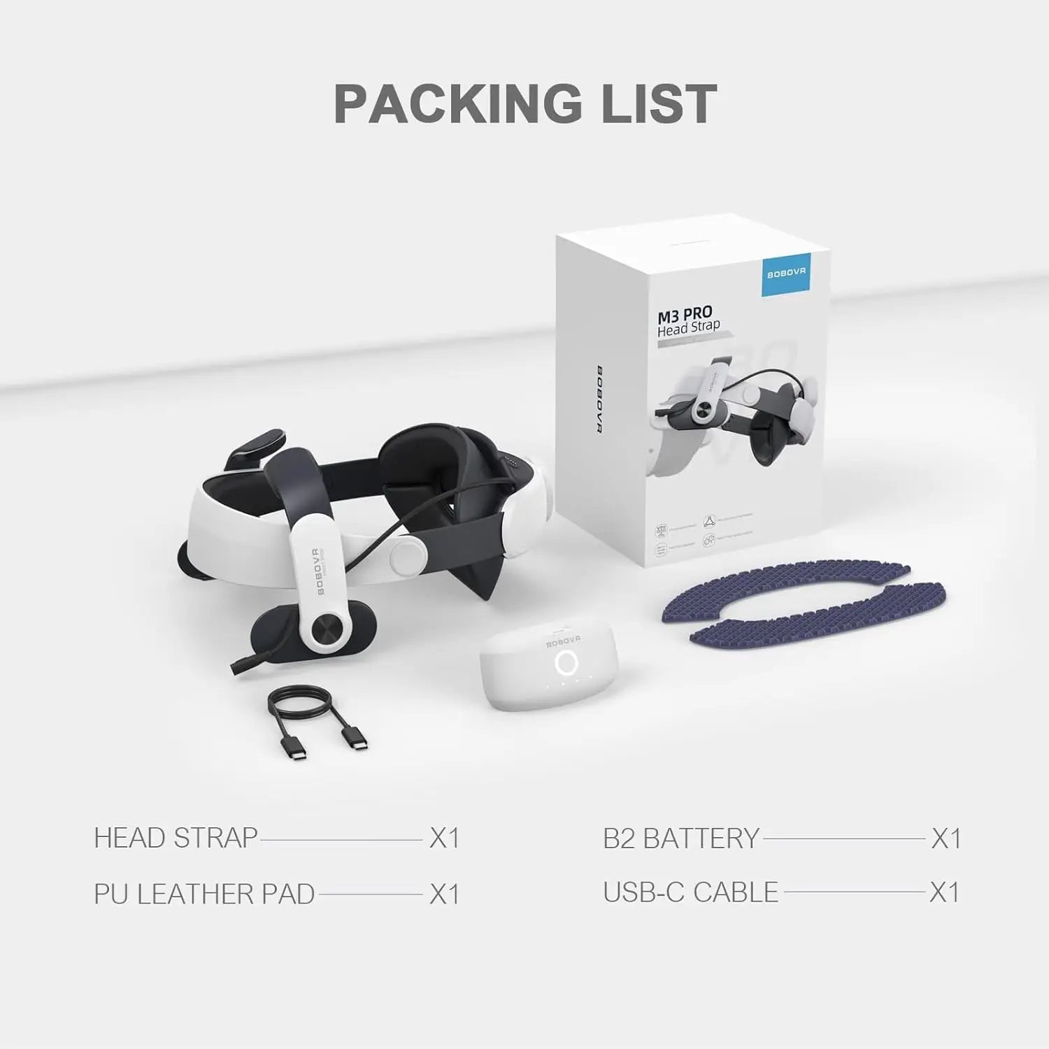 BOBOVR M3 Pro Battery Pack Head Strap Accessories Reduce Facial Stress,Magnetic Swap Design,Compatible with Meta Quest 3