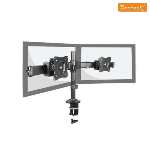 Brateck Dual Monitor Arm with Desk Clamp VESA Fit Most 13'-27'