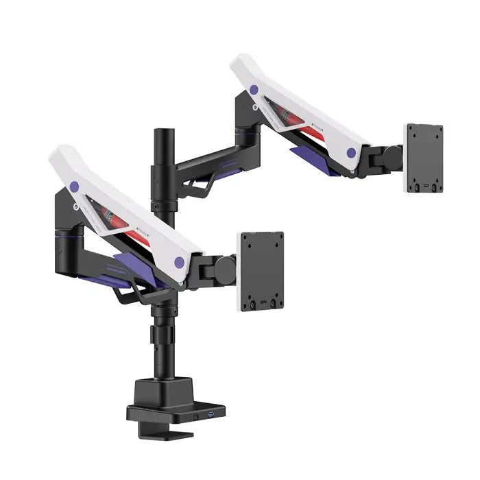 Brateck LDT95-C024UCP Atlas Neo Gaming Pole-Mounted Dual Monitor Arm with USB-A & USB-C Ports For most 24’’~57’’