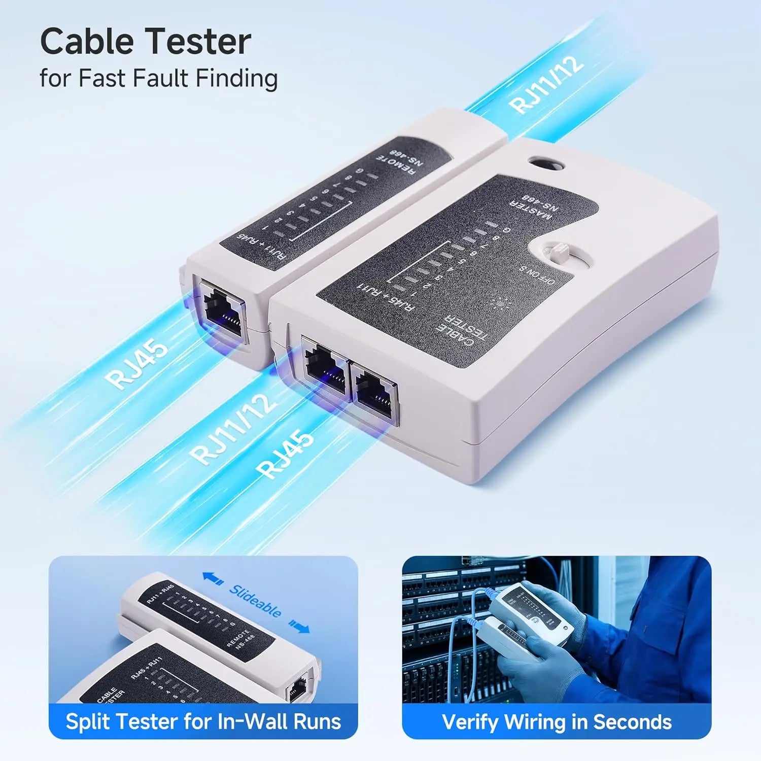 Cable Matters 7-in-1 Network Tool Kit with RJ45 Ethernet Crimping Punch Down Stand Tester Connectors Boots and Wire