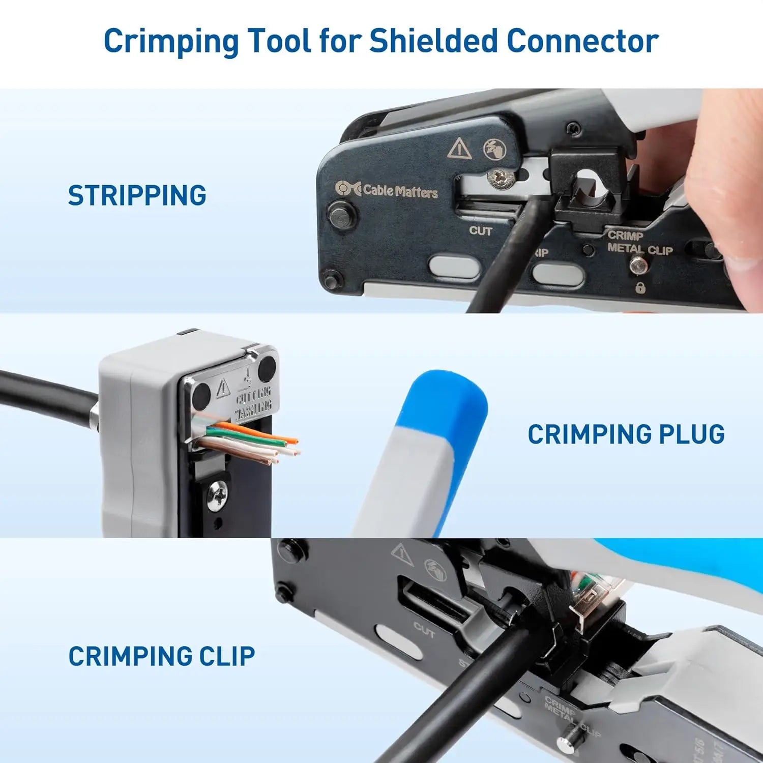 Cable Matters All-In-One Modular Ethernet Crimping Tool Cat 8 (Cat5 Cat6 Cat7 Cat8 Tool) for Shielded Pass-Through