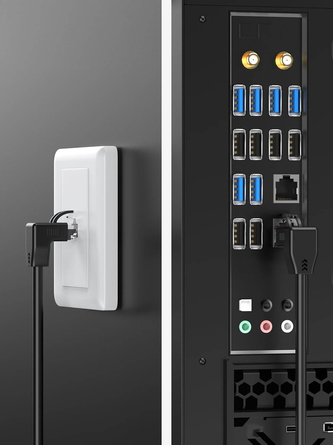 CableCreation CAT6 Ethernet Patch Cable RJ45 LAN Cable Gigabit Network Cord 90 Degree Downward Angled,Bandwidth up