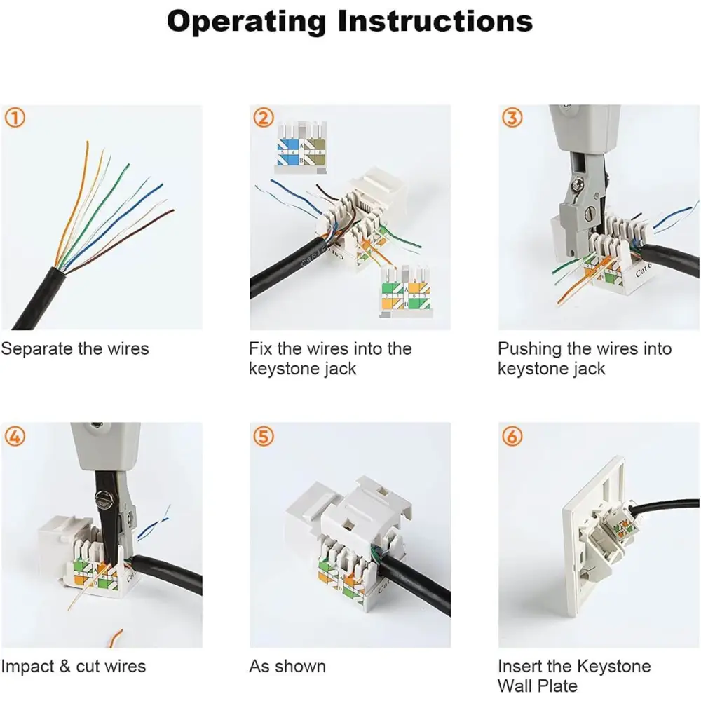 CableCreation Cat6 Keystone Jacks 10-Pack RJ45 Jack UL Listed Ethernet Modular Female Connectors White B01FHC1HXO
