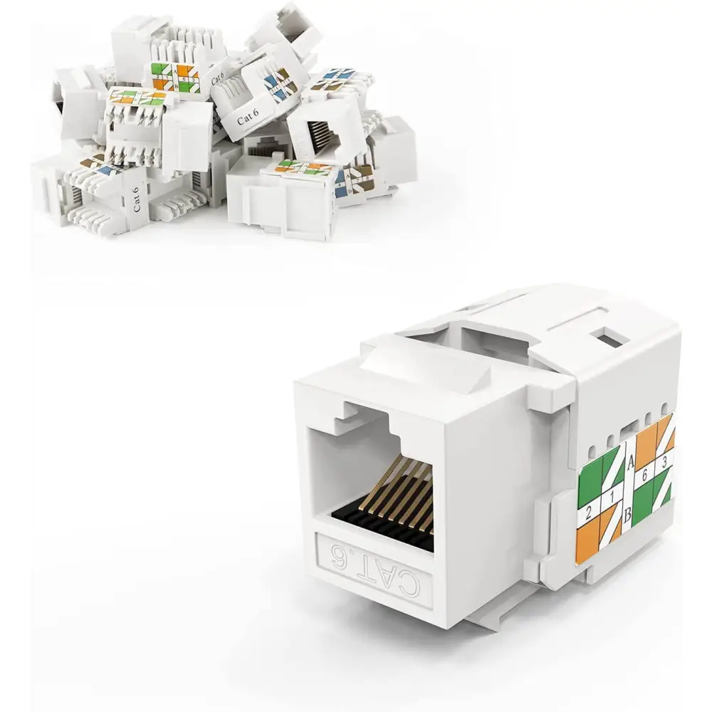 CableCreation Cat6 Keystone Jacks 10-Pack RJ45 Jack UL Listed Ethernet Modular Female Connectors White B01FHC1HXO