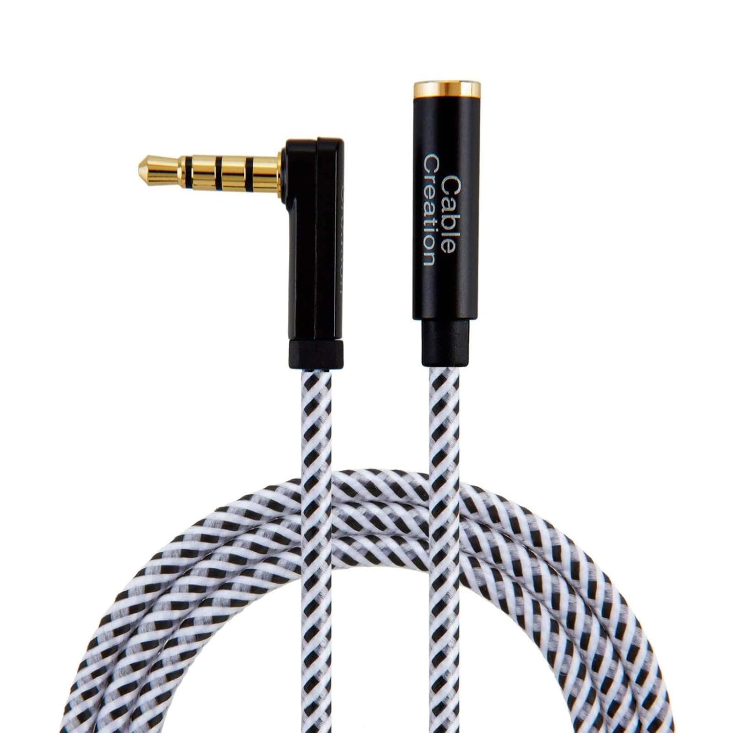 CableCreation Headphone Extension Cable 90 Degree TRRS 3.5mm Male to Female Audio 4-Conductor(Microphone Compatible)