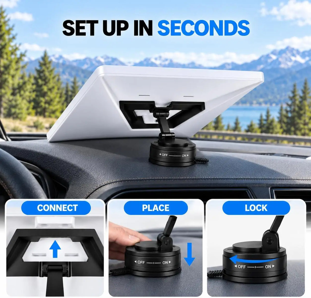 Car Dashboard Mount for Starlink Mini Adjustable Suction Cup