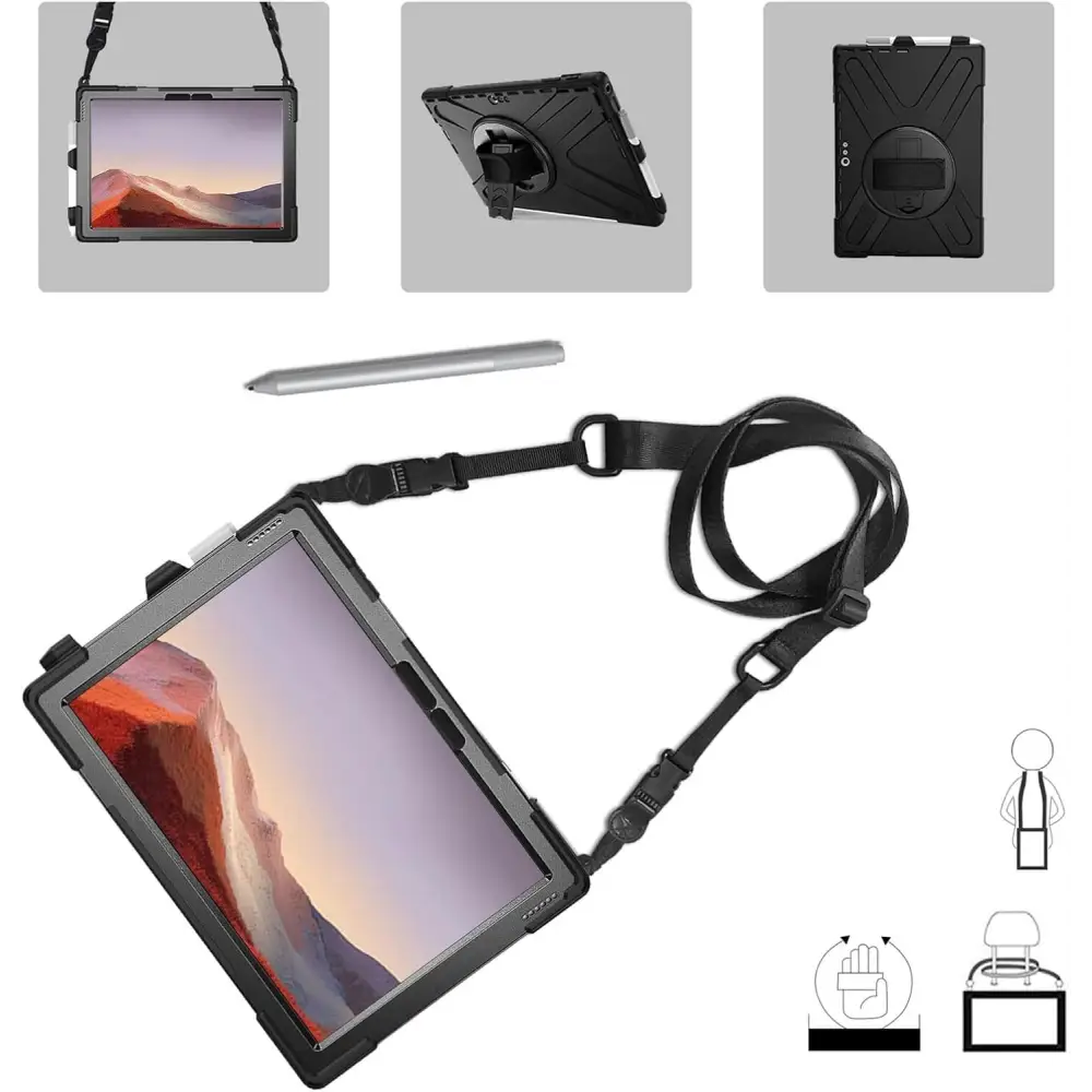 Case for Surface Pro 7 Plus/Pro / 6 / 5 / 4 / LTE Full Body Hybrid Protective 360 Degree Rotatable Heavy-Duty Cover