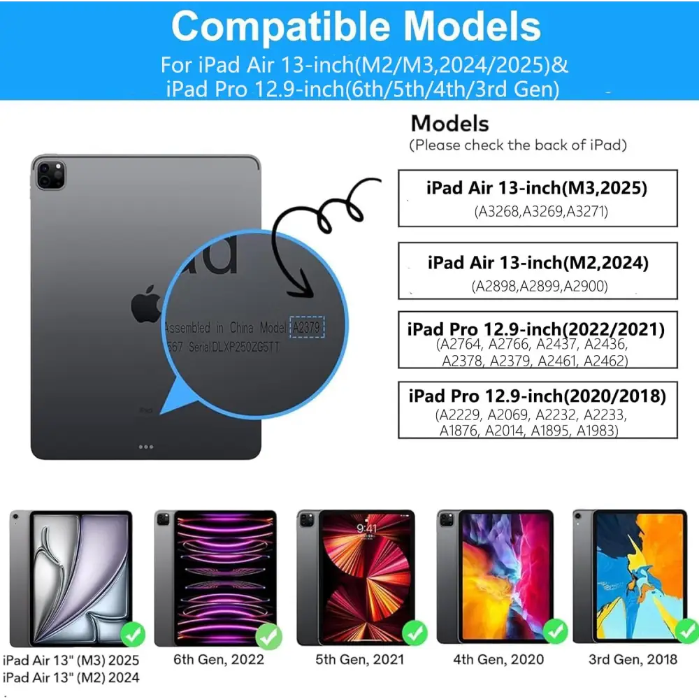 Case Keyboard for iPad Air 13 inch M2/M3(2024/2025) & Pro 12.9 inch(3/4/5/6th Gen) Magic Keyboard,Multi-Touch Trackpad