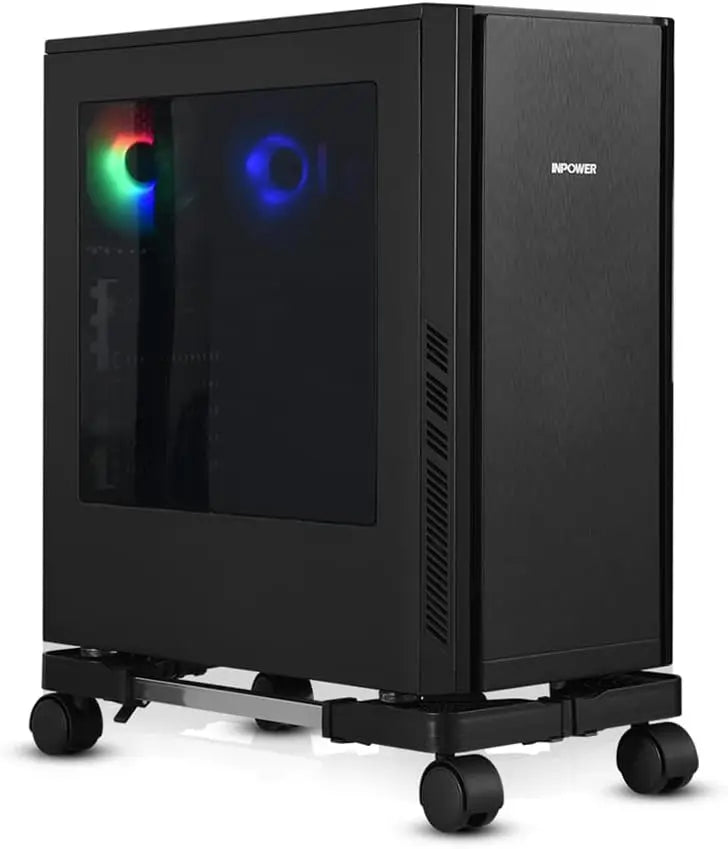 Computer Tower Stand Adjustable Mobile CPU with Rolling Caster Wheels Premium PC Holder for Floor Carpet Gaming Case